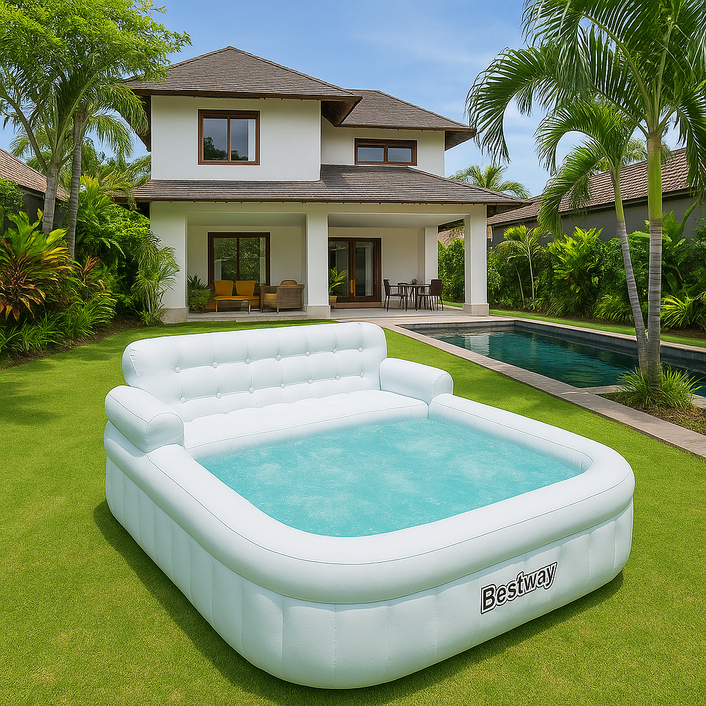 Dettaglio della piscina Bestway con lettino prendisole